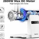 Electric Meat Grinder for Home Use, 2800W Peak Power, Heavy Duty Metal Body with Auto-Reverse, 2 Blades & 3 Grinding Plates, Sausage Stuffer & Kibbeh Kit, Easy Clean, White
