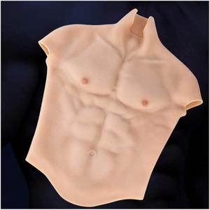 Silicone Muscle Costume, Realistic Simulation of Male Chest and Abdominal Muscle Costume, Suitable for Role Play and Halloween Accessories