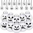 Jetec 12 Pcs Christmas Ball Ornaments for Tree Nightmare Before Black and White Horror Christmas Tree Decorations Spooky Skull Plastic Shatterproof Hanging Decor for Xmas Halloween Party (White)