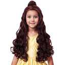 Brown Wig for Kids Child Brown Wavy Curly Wigs Girls Brown Wigs with a Bun Kids Hailoween Paty Cosplay Wig