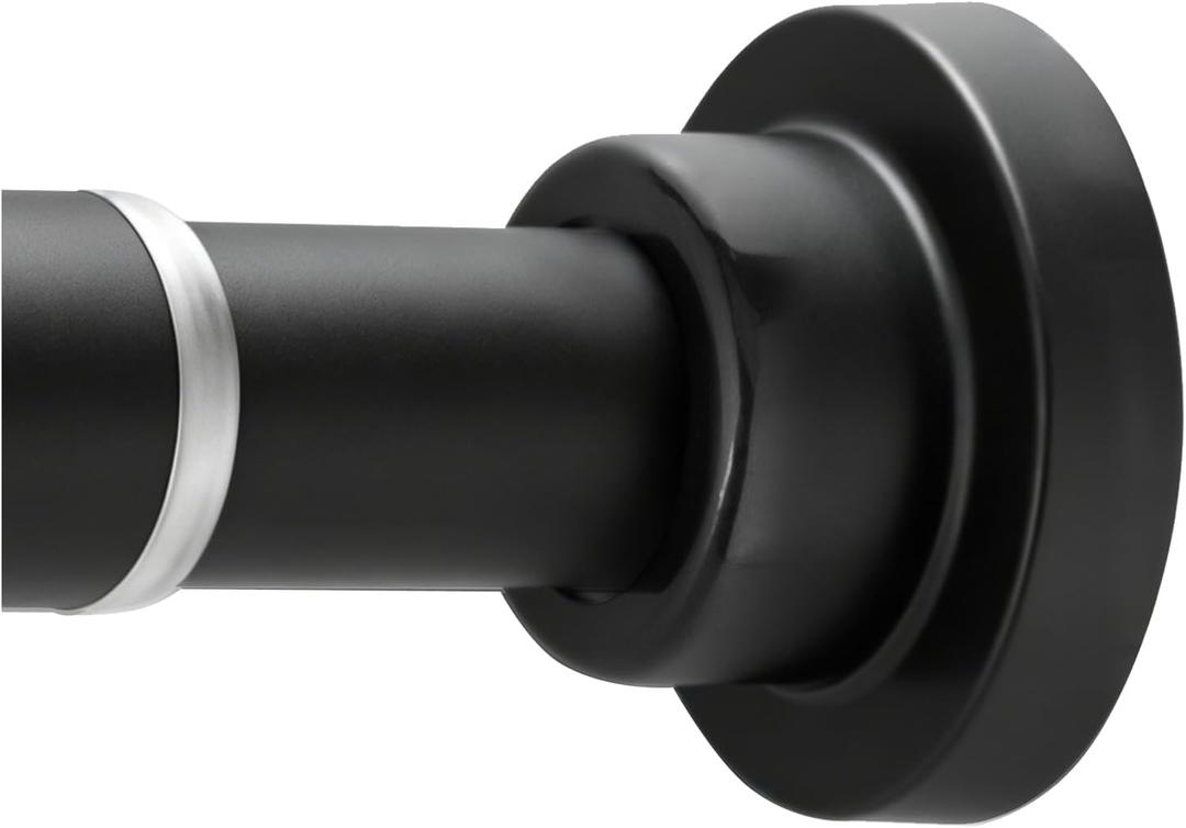 Black Shower Curtain Rod 2665 Inch, Adjustable Spring Tension Curtain Rod No Drill, Stainless Steel Shower Rod Easy Install, Rustproof Tension Rod for Windows Bathroom Closet Kitchen Room Divider