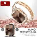 2 x Surace Bling Bumper Case Compatible with Apple Watch Series 11 Series 10 42mm Case, Crystal Diamond Rhinestone Protective Face Cover for iWatch 10/11 42mm, Rose Gold