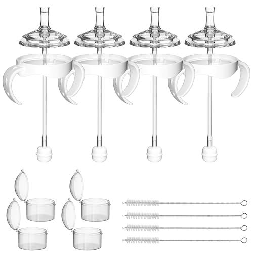 Sippy Cup Conversion Kit for Philips Avent Natural Baby Bottles, Sippy Cups Transition Kit with Soft Straw top,Weighted Straw, Bottle Handle, Cleaning Brush, Dust-Proof Case, 8m+, 4 Pack