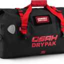 OSAH DRYPAK Waterproof Duffel Bag - Motorcycle Dry Bag Tail Bag with Large Storage Space, Waterproof Luggage Duffle Bags with Outer Mesh Zipper Pocket for Camping, Kayaking, Fishing & Traveling (60L, Black Red)