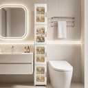 Tall Narrow Storage Cabinet with Movable Wheels, Adjustable Shelves & Magnetic Doors Foldable Slim Plastic Organizer for Bathroom, Kitchen, Laundry, Ideal for Small Spaces(4-Tier,White)