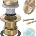 Brushed Gold Tub Drain Kit with Hair Catcher, Premium Brass Tip-Toe Bathroom Tub Drain Replacement and 2-Hole Overflow Faceplate, 11.5/16 UNC Bathtub Drain Stopper Assembly