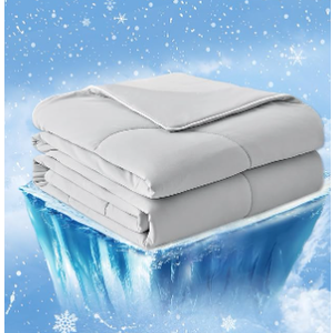 Cozy Bliss Cooling Comforter Queen Size, Cooling Blankets for Hot Sleepers and Night Sweats, Gray Summer Comforter for Queen Size Bed, Breathable Soft Lightweight Silk Smooth
