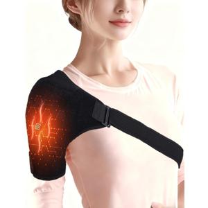 Electric Shoulder Heating Pad Wrap| 3 Adjustable Heat Settings Heated Shoulder Wrap for Pain Relief | Cordless USB Powered Hot Therapy Pad for Rotator Cuff, Men and Women (No Power Bank)