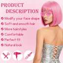 2 Pack Pink Short Bob Wig with Bangs for Women, Girls Neon Bobs Colorful Party Wigs with Heart Sunglasses for Princess Fairy Theme Party Outfit Birthday Cosplay Valentine's Day Daily Fun