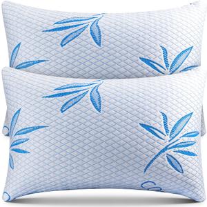 Cooling Pillows King Size Set of 2, Best Shredded Memory Foam Pillows for Sleeping, Adjustable Soft & Firm Breathable Bed Pillow for Side, Back, and Stomach Sleepers