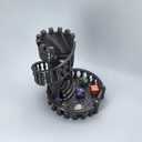 Dice Spiral Dark Castle Dice Tower Dungeons and Dragons RPG Tabletop Roleplaying Game Jail D&D (Random 7PCS D20 Dice Set Included) Black