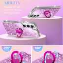 for Samsung Galaxy S23 Case with Ring, Glitter Bling Phone Cover with Stand & Lanyard, Women Girls Luxury Rhinestone Sparkle Protective Case for Galaxy S23, Clear Pink