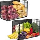 2 Set Magnetic Shelf for Fridge , Fruit Potato & Onion Storage Bins, Pantry Organizers & Storage, Large Container Magnetic Basket for Refrigerator, Kitchen Counter, Cabinet, Magnetic Fridge Organizer (Black)