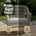 Outdoor Chair Cushions, Fade-Resistant & Water-Resistant, D Shaped Patio Furniture Seat Chair Pads Replacement with Ties, Non-Slip Bottom, Removable Cover, Set of 6, 18.5 x 16 Inch, Light Grey