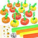 Pipe Cleaners DIY Pumpkin Decoration Halloween Crafts for Kids 200Pcs 4 Assorted Pipe Cleaners Craft Pumpkins Decorating Kit Chenille Stems Eyes Halloween Thanksgiving Fall Decor Gifts Toys for Kids