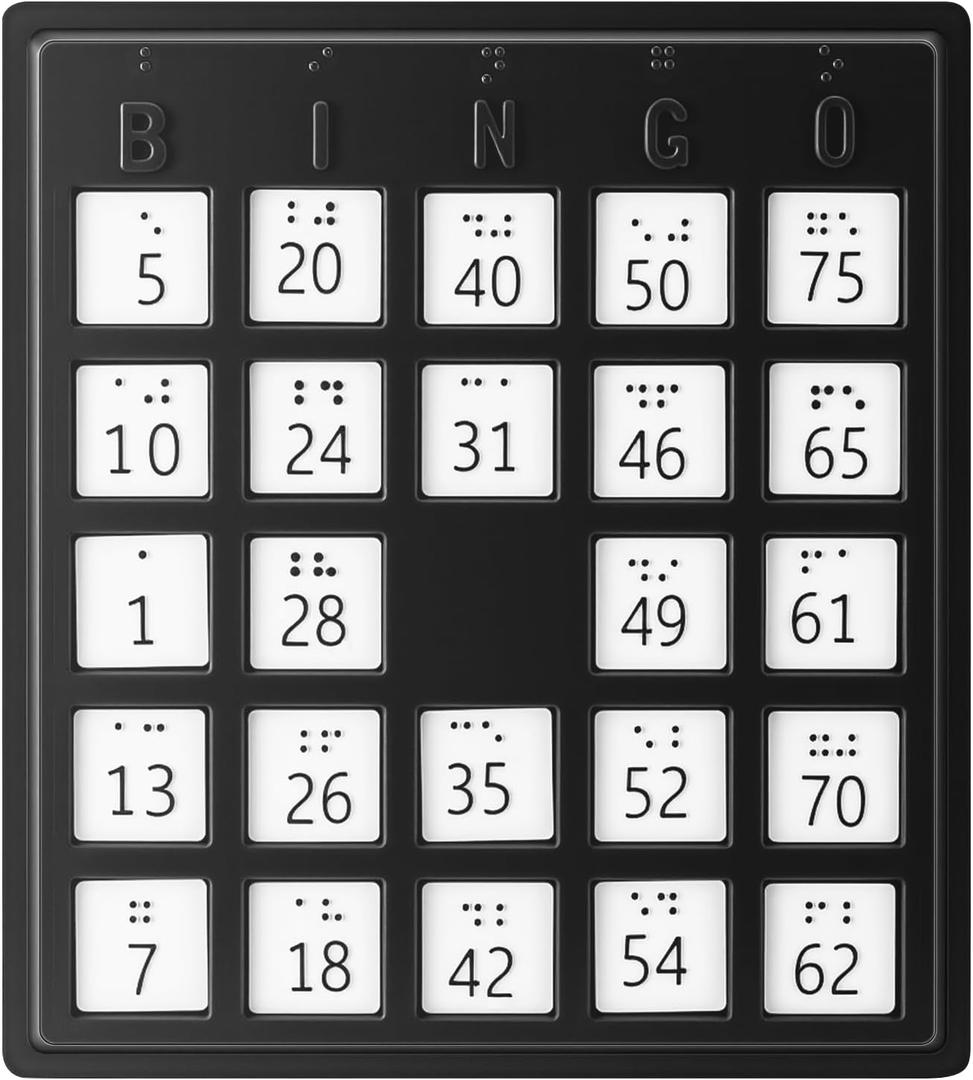 Arrowbash Brailled Bingo Game Playing Board Plastic Braille Alphabet Board for the Blind and Sighted, Home, Parties, Adults, Seniors, Teenagers Gifts