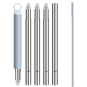 BOSHENG Mop Handle Extension Rods, for Extending Flat Mop, Mop Replacement Handle, Adjustable Steel Mop Handle Rods, 5 Pack