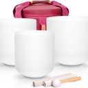 Alioth (6"G+7"C+8"A) Set of 3 Crystal Singing Bowls with Sturdy Carrying Case and Singing Bowl Mallets
