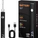 510 Threaded Battery Cart Pen, Portable Cordless Soldering Iron Cart Pen, USB-C Rechargeable with LED Screen, 650mAh Adjustable Temperature for Electronics Repair, DIY, & Phone Fix (Black)