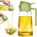 Aukomer Olive Oil Sprayer Cooking Oil Dispenser Bottle: 2 in 1 Glass Olive Oil Dispenser, Upgraded Glass Oil Sprayer for Kitchen Air Fryer Salad BBQ Baking, 470ml (Green), AUK902