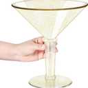 48oz Giant Martini Glass Plastic Large Martini Glasses For Centerpieces Perfect For Martini Party Decorations Gifts & A Tini Bit Older Birthday(1pcs-GOLD)