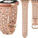 Wearlizer Leather Band Compatible with Apple Watch Band 41/40/38/44/45/46/49/42mm Women Men, Dressy Breathable Hollow-out Braided Strap for iWatch Bands Series 11 10 9 8 7 6 5 4 3 SE/Ultra 3 2 1