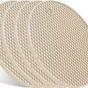 4 Pcs Trivets for Hot Dishes, Kitchen Heat Resistant Silicone Trivet, Extra Thick, Large, Non Slip (3. Beige)