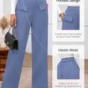 BTFBM Women's Pants 2025 Fall Elastic High Waisted Trousers Stretchy Comfy Lounge Palazzo Pant Wide Leg Sweatpants (Blue, M)