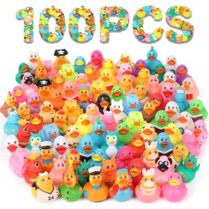 100 Pack Rubber Ducks in Bulk, Assorted Duckies for Jeeps Ducking, Rubber Duckies for Baby Bath Toys, Kids Bath Pool Toys Birthday Gifts Party Favors