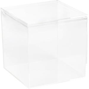 Hammont Clear Acrylic Box - Square Cube Home Storage Boxes - Bathroom Organizers | Kitchen | Office Containers - Display Box with Lid - Party Favor Gift Boxes | Measures 5.88"x5.88"x5.88" | 1 Pack