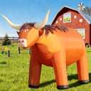 DomKom 8FT Highland Cow Inflatables Christmas Spring, Farm Ranch Blow up Animals Cute Highlander Cattle Calf, Decorations Outdoor Yard Built-in LED Lights Giant Big Large Decor Party Lawn Outside