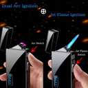 Torch Lighter, Dual Arc and Jet Flame - 2 in 1, USB Rechargeable with Battery Indicator, Refillable Windproof Plasma Lighter (No Butane) - Black