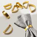 16 Pcs Gold Napkin Rings-Stainless Steel Napkin Rings,Metal Napkin Ring for Table Settings Wedding Christmas Party Dinner Table(Semicircle)