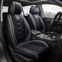 OASIS AUTO Car Seat Covers Front Seats, Sporty Honeycomb Waterproof Faux Leather Protectors, Universal Fit for SUV, Sedan, Truck Interior Accessories (OS-004 Black&Gray)