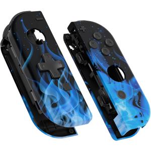 eXtremeRate Blue Flame Soft Touch Joycon Handheld Controller Housing (D-Pad Version) w/Full Buttons, DIY Replacement Shell Case for Nintendo Switch & Switch OLED Joy-Con  Console Shell NOT Included