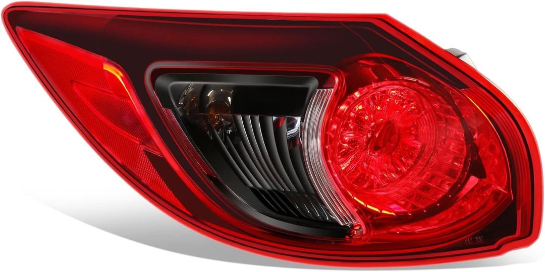 Auto Dynasty Rear Outer Tail Lights Brake Lamps Compatible with 2013-2016 Mazda CX-5, Driver Left Side, Chrome Housing Red Lens MA2804111 (Left / Driver Side)
