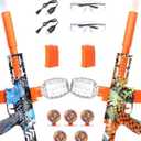 2 Pack Gel Splatter Blasters, Full Auto Electric Splatter Ball Toy, 10 Rounds Per Seconds, 50000+, 600 Hopper, 2 Rechargeable Batteries, Outdoor Activities Team Game Toy for Age 12+ Year Up No Classes