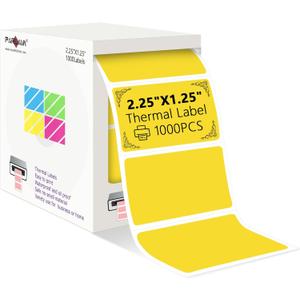 PARLAIM 2.25x1.25 Thermal Labels,1000 Labels Rectangular Direct Thermal Stickers Labels Roll Compatible Thermal Printer, Mailing Labels, Shipping Labels Self-Adhesive Direct Thermal Labels (Yellow)