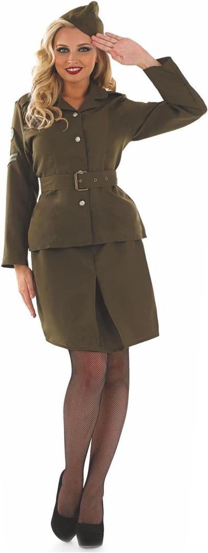 fun shack Army Costume Women - Military Soldier Halloween Outfit - WW2 Inspired Women's Costume for Parties (X-Large)