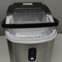 EUHOMY Ice Maker Countertop, Portable Ice Machine with Carry Handle, 26.5lbs Per Day, 9 Cubes in 6 Mins, Auto-Cleaning, with Basket and Scoop, for Home, Kitchen, Camping, RV (Silver) (Stainless Steel Silver)