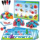 Coogam Preschool Alphabet Learning Activities, Magnetic EVA Letters Matching & Handwriting Game, Educational ABC Recognition with 6 Pattern Cards, Phonic Manipulatives Toys for Kids Age 3+