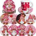8 Pieces Gnome Diamond Coasters with Holder Cute Valentine Gnome Diamond Art Coasters for Beginners Adults for Valentine's Day Gift