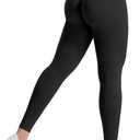 YEOREO Liz Scrunch Workout Leggings for Women High Waisted Butt Lifting V Back Waist Seamless Gym Yoga Leggings (Black, S)