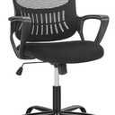 SMUG Office Computer Desk Chair, Ergonomic Mid-Back Mesh Rolling Work Swivel Task Chairs with Wheels, Comfortable Lumbar Support, Comfy Arms for Home, Bedroom, Study, Dorm, Student, Adults (Light Black)