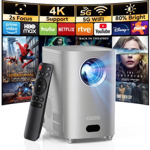 [Electric Focus] Projector with WiFi and Bluetooth, 1080P Outdoor Projector with Carry Bag, Portable Movie Projector with Zoom, 4K Supported Home Theater Projector UP to 300" for Phone/TV Stick/PC
