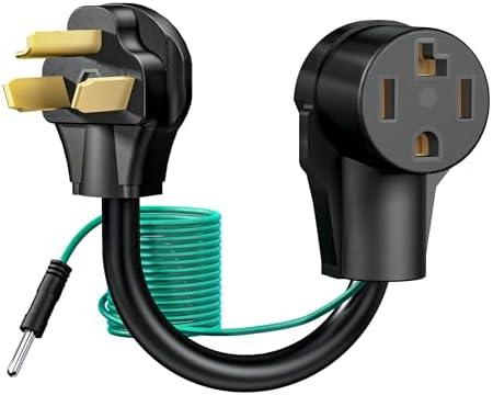 Strightinc 4 Prong to 3 Prong Dryer Plug Adapter with Green Ground Wire, Connects 4-Prong New Dryer Female to 3 Prong Old Dryer Male Receptacle, 10-30P to 14-30R Dryer Adapter