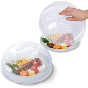 Microwave Cover for Food 2PCS Microwave Splatter Cover Large Microwave Plate Food Cover With Easy Grip Handle Anti-Splatter Lid With Enlarge Steam Vents,11.5 Inch,BPA Free & Dishwasher Safe 2-PCS