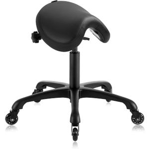 Premium Multifunctional Ergonomic Saddle Chair 507 INOA for Hygienic Clinic, Spa, Massage, and Dental Hygienist - Rolling Swivel Stool (Black, Standard 507)
