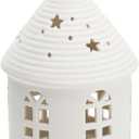 Ceramic Lighthouse Home Decoration Tabletop Handcarved Porcelain Figures with LED Light Battery Included