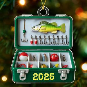 Fishing Ornaments for Christmas Tree - Unique Fisherman Gifts for Men, Cool Funny and Unique Fishing Gift for Men and Boys, Fisherman Gift 2D Flat Ornaments
